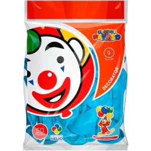 GLOBOS DECORATOR BOLSA C/50 # 9 AZUL CIELO PAYASO