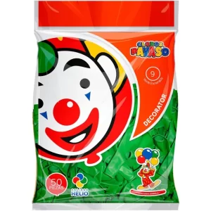 GLOBOS DECORATOR BOLSA C/50 # 9 VERDE ESMERALDA PAYASO