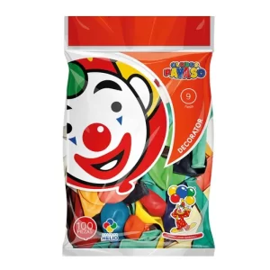 GLOBOS FIESTA BOLSA C/100 #9 SURTIDOS PAYASO