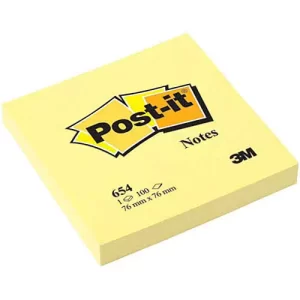 BLOCK POST-IT 654 3X3 AMARILLO C/100HS 3M