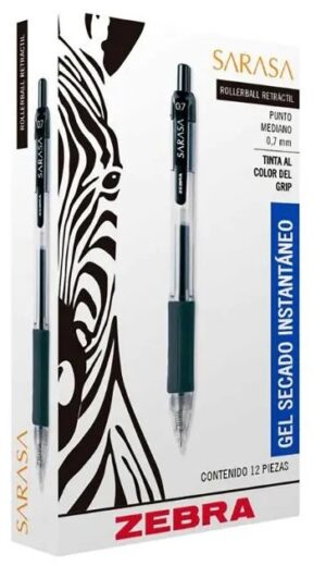 BOLIGRAFO SARASA GEL RETR GRIP P/F 0.7MM NEGRO 8800 ZEBRA CAJA/12
