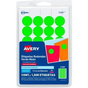 ETIQUETA REDONDA 3/4" 2109 VDE FLUOR C/1008 AVERY