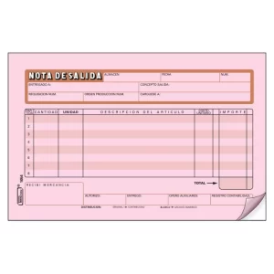 BLOCK NOTA SALIDA DUP 1054 1/2 CTA C/3 PRINTAFORM
