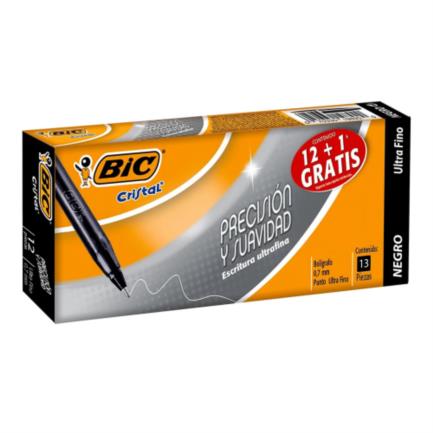 Bolígrafo BIC Cristal Precisión y Suavidad Punto Ultra Fino 0.7mm Color Negro C/121 Pzas 922429 - Código: 922429 | Compra en Guadalajara