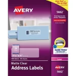 ETIQUETA LASER TRANSPARENTE 5662 1 1/3 X 4 1/8″ AVERY