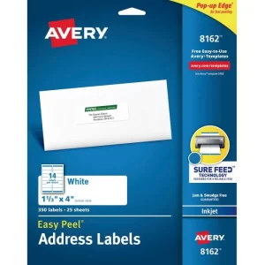 ETIQUETA INKJET BCO 8162 3.4 X 10.4 C/350 AVERY