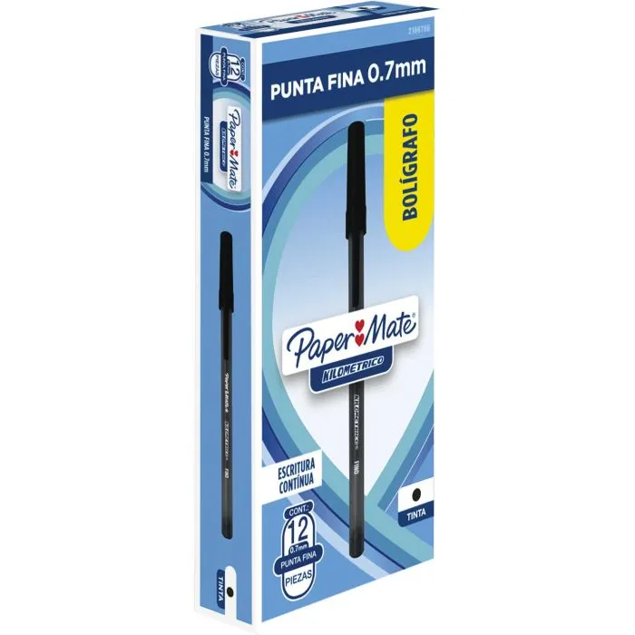 BOLIGRAFO KILOMETRICO ECON P/F 0.7MM NEGRO C/12 2166739 PAPER MATE