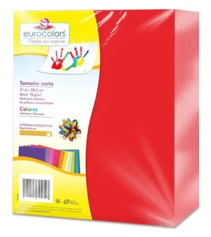 PAPEL BOND CTA C/500 EC1041 ROJO EUROCOLORS
